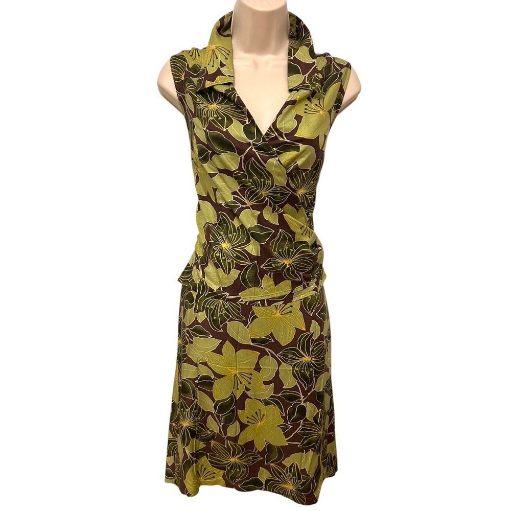Vintage JONES WEAR SPORT Sleeveless Wrap Floral Two Piece Outfit Size 12